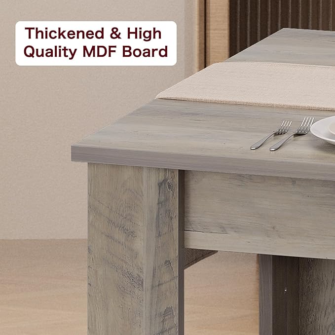 CABIHOME Dining Table for 4-6, 63" Inch Dining Tables for 4, Farmhouse Large Kitchen Dining Table, Rectangular Dining Room Table for Small Space, Dinner Table for Kitchen, Apartment, Rustic Gray