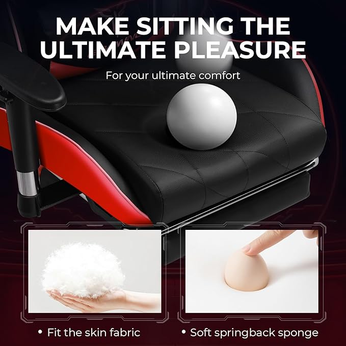 Gaming Chair with 3D Adjustable Armrests, Cow Print Design, Ergonomic Office Chair with High Back, Computer Chair with Footrest,Comfy Diamond Stitching Sest, Game Chair for Adults