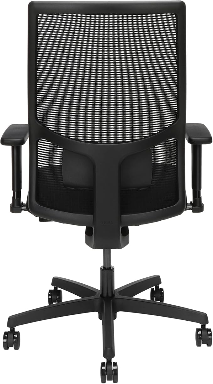 HON Ignition 2.0 Mid Back Task Chair, Standard Synchro-Tilt Control, Office Chair with Lumbar Support, Height and Width Adjustable Arms, Black Frame, Black
