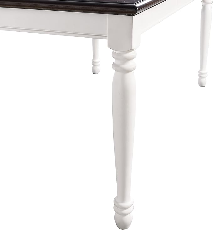 Crosley Furniture Shelby 6-Piece Traditional Dining Table Set for 7 with 4 Chairs and a Wood Bench, Distressed White