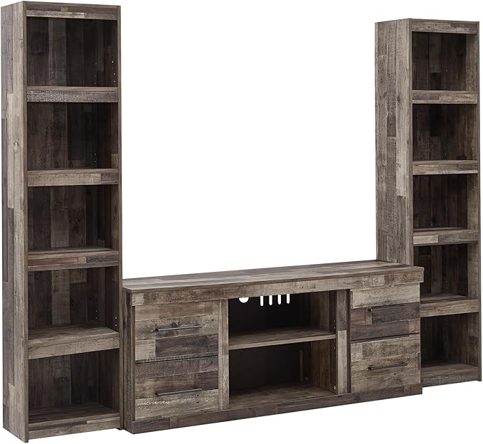 Signature Design by Ashley Derekson Farmhouse 3-Piece Entertainment Center for TVs up to 69", Gray