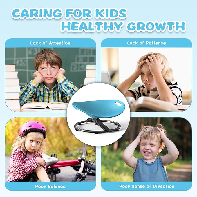 Spinning Chair for Autistic Kids - Sensory Spinning Chair for Autistic Children with Safety Handle & Non-Slip Design, Sensory Swivel Chairs for Kids 3-8 Years(Blue)