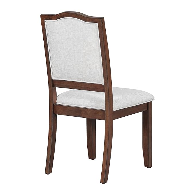 Merax Upholstered Dining Chairs Set of 4, Farmhouse Chair with High Back, Modern Seating for Kitchen, Bedroom & Living Room, Cherry+Beige