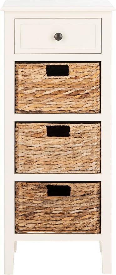 Safavieh American Homes Collection Michaela Side Table, 15" x 11.8" x 35.8", Distressed White