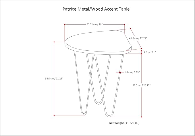 SIMPLIHOME Patrice Modern 18 inch Wide Metal and Wood Accent Side Table in Natural, Gold for the Living Room and Bedroom