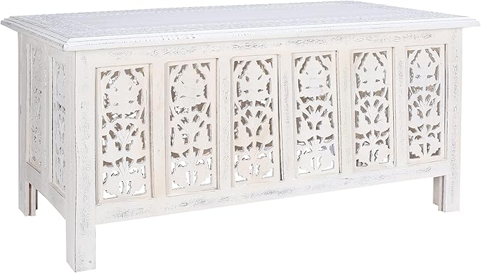 Rectangular Wooden Coffee Table, Modern Wooden Coffee Table, Center Tables, Entryway Table, Living Room Table for Magazines, Books, and Plants - 36x18 Inch White