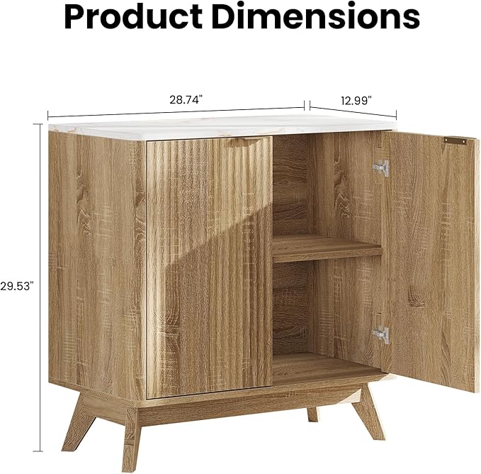 Buffet Cabinet with Storage, Fluted Multifunctional Storage Cabinet with 2 Doors, Sideboard Cabinet with Doors Modern Buffet Table Accent Coffee Bar Console Table,fluted buffet cabinet