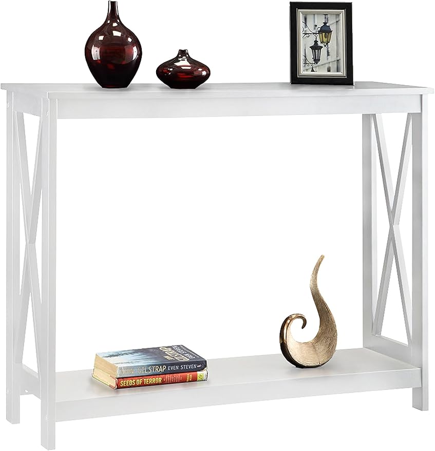 Convenience Concepts Oxford Console Table 39.5" - Sofa Table with Storage Shelf, Transitional Entryway Hall Table for Living Room and Bedroom, Display Foyer Table, White