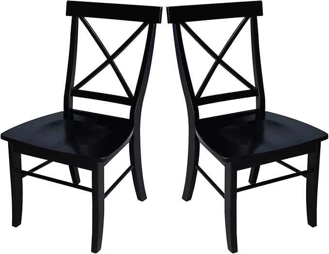Set of Two X-Back Dining Chairs, Black