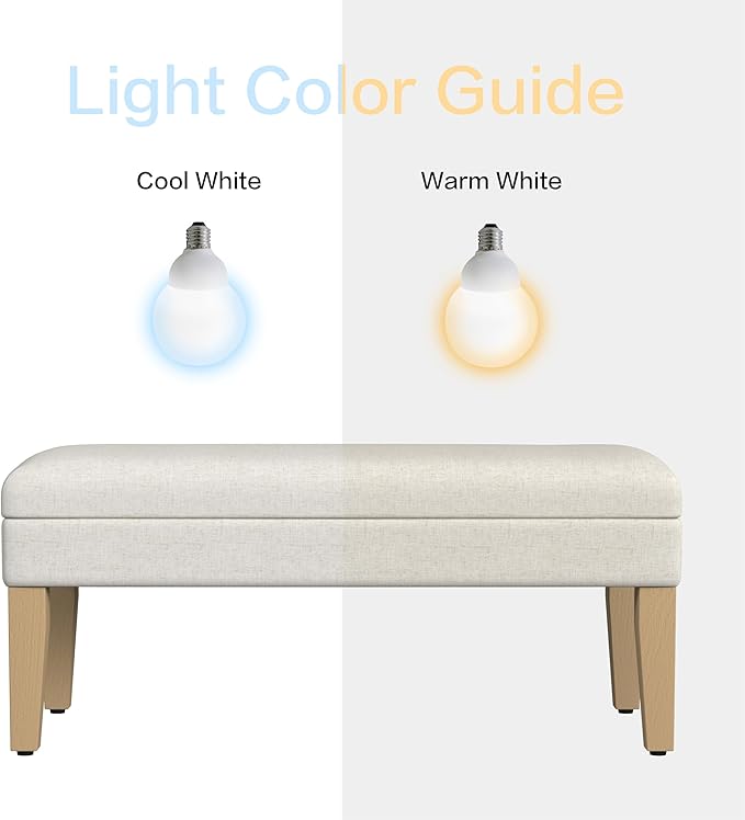 HomePop Home Decor | Upholstered Decorative Storage Ottoman Bench | Ottoman Bench with Storage for Living Room & Bedroom | Decorative Home Furniture, Cream Textured Woven