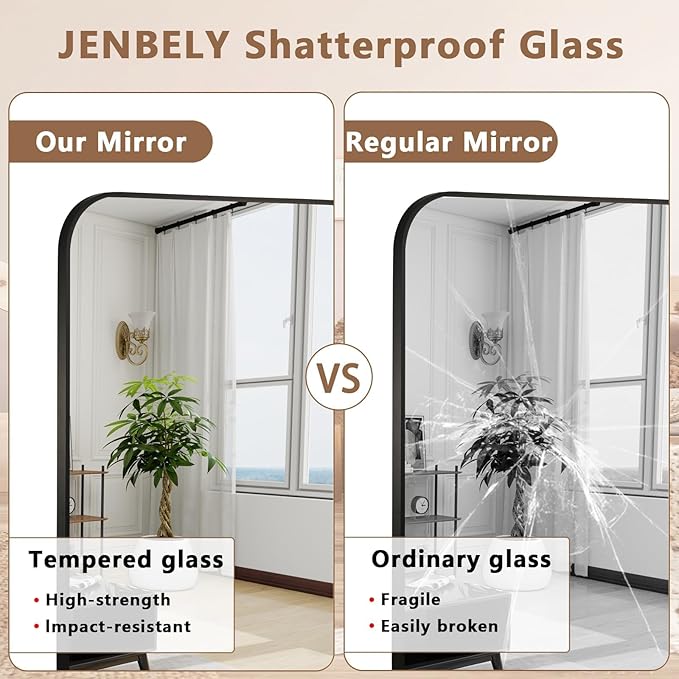 Matte Black Mirror, 48"x30" Rectangle Bathroom Mirror, Metal Frame Rectangle Corner Vanity Mirror, Wall Mounted Mirror for Modern, Living Room, Bedroom, Horizontal Or Vertical