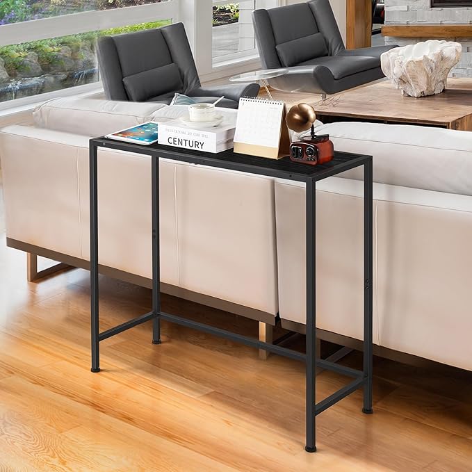 Console Table for Entryway, Black Narrow Console Hallway Table Living Room Furniture, Thin Side Table Back of Sofa, Entrance Table for Entryway Foyer Bedroom