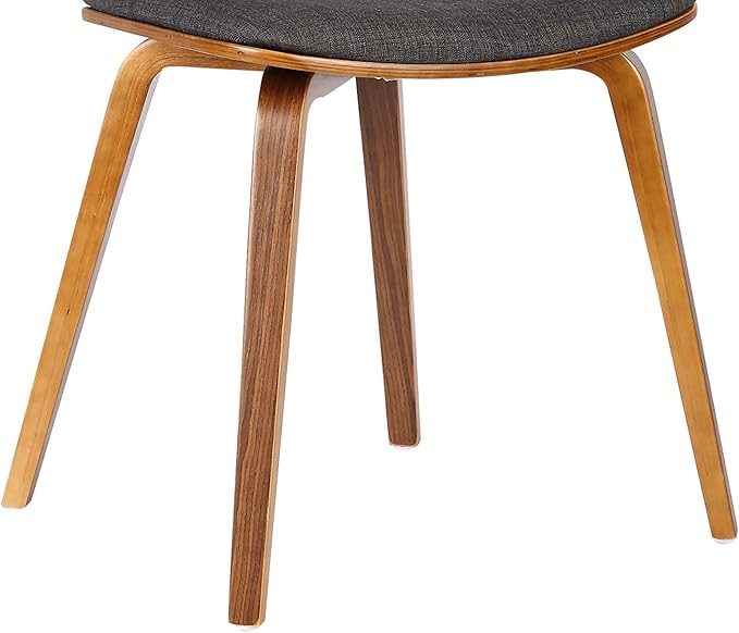 Armen Living Jaguar Mid-Century Dining Chair in Walnut Wood and Charcoal Fabric - Set of 2