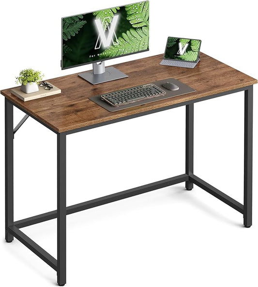 VASAGLE Computer Desk, Office Work Desk, for Small Spaces, 19.7 x 39.4 x 29.5 Inches, Industrial Style, Metal Frame, Hazelnut Brown and Black ULWD041B03