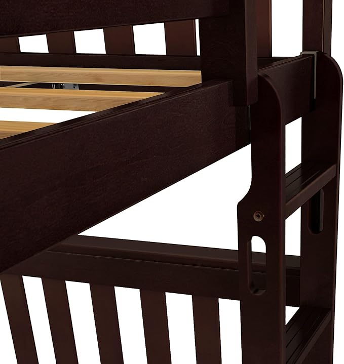 Max & Lily Bunk Bed Twin over Twin, Solid Wood Bunk Bed Frame with Ladder for Kids, 14" Safety Guardrails, Easy Assembly, No Box Spring Needed, Espresso