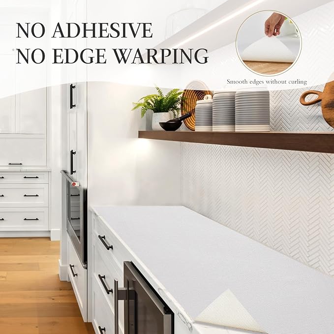 Beautysaid Shelf and Drawer Liner for Kitchen Cabinet, Non Adhesive Non Slip Shelf Paper Waterproof Washable Thickened for Dresser Pantry Shelve Bathroom Protector Liner(White,23.6 in x 30 FT)