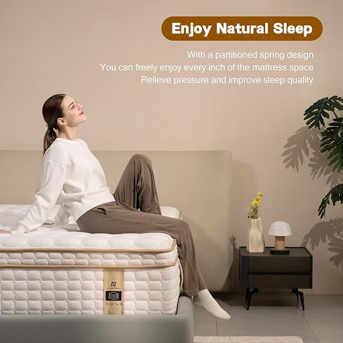 Queen Mattress,14 Inch Queen Size Mattresses in a Box,Medium Firm Queen Hybrid Mattress,with Memory Foam and Individual Pocket Spring for Motion Isolation & Silent Sleep&& Pressure Relief，80" x 60"
