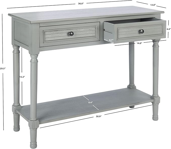 SAFAVIEH Home Collection Tate Distressed Grey 2-Drawer Bottom Shelf Console Table CNS5720C