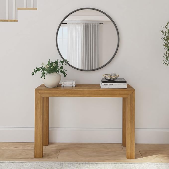 Plank+Beam Modern Solid Wood Console Table, 46.25 Inch, Sofa Table, Narrow Entryway Table for Hallway, Behind The Couch, Living Room, Foyer, Easy Assembly, Pecan