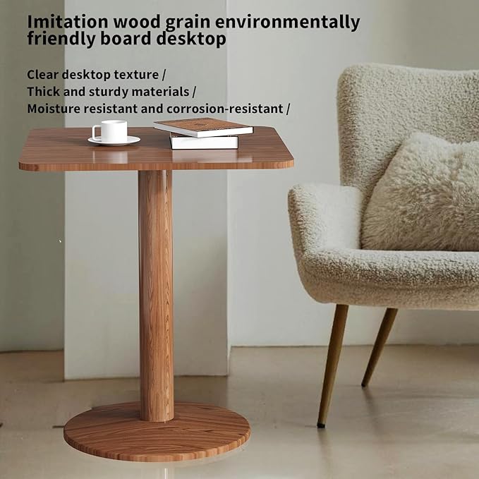 23.62" Mid-Century Modern Square Dining Table for 2 People, Small Dining Room Table with Sturdy Pedestal, Square Kitchen Table for Dining Room, Kitchen, Living Room, Restaurants, Cafes
