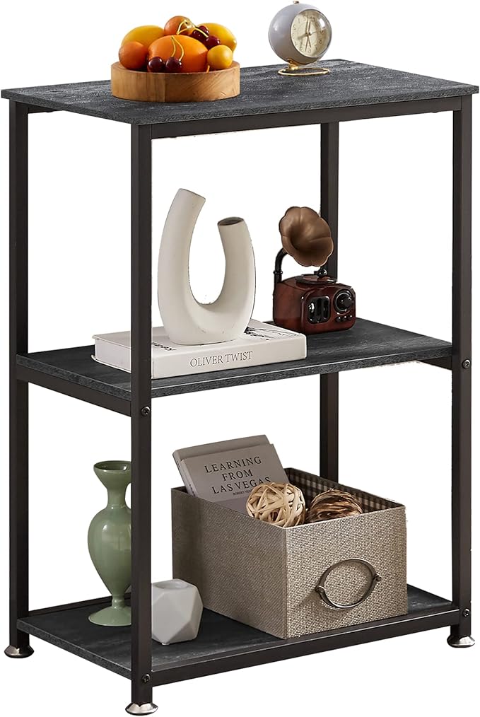 VECELO Tall End Side Table,30" Height Nightstand with 3-Tier Storage Shelf for Living Room Bedroom Office Hallway Study