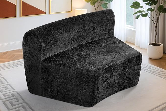 Homguava Modular Sectional Sofa, Memory Foam Couch Single Sofa Chair with Deep Seat, Modern Upholstered Sofa Couches for Living Room Apartment Office, No Assembly Required, Black