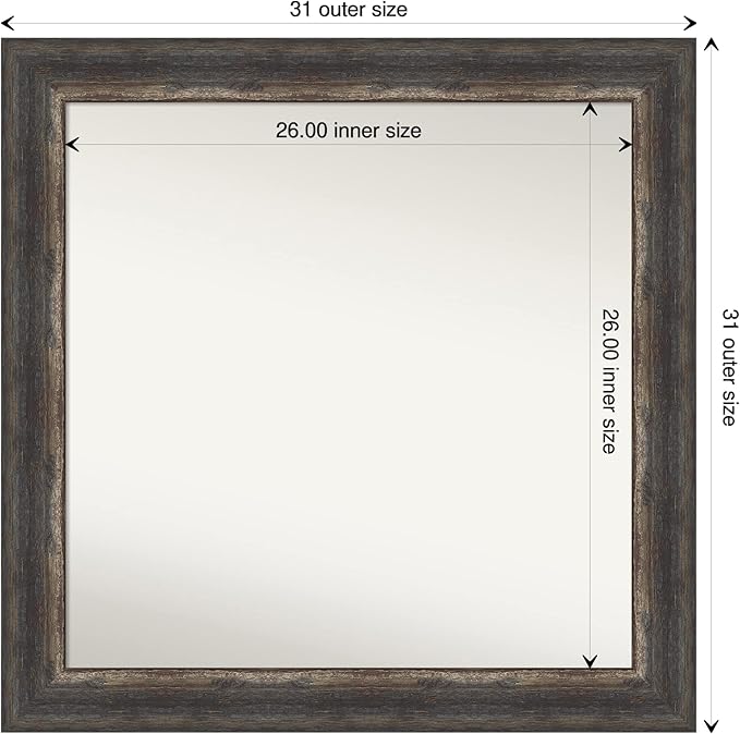 Amanti Art Bronze Bathroom Mirror for Over Sink, 34x34 Ballroom Bronze Square Vanity Mirror, Large Traditional Frame, Hangs Horizonally and Vertically, Bathroom Wall Decor, Non-Beveled Edge
