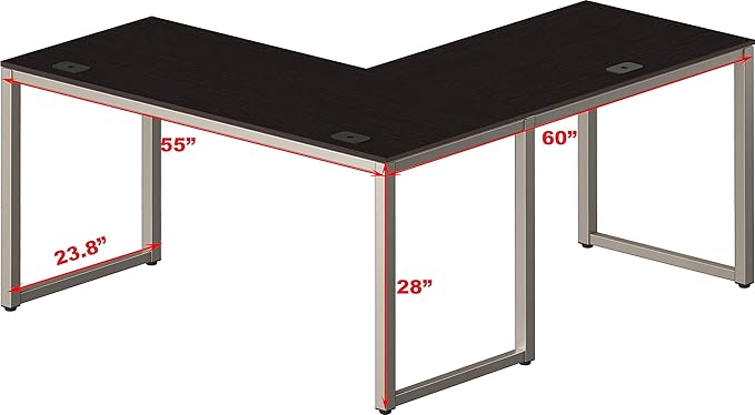 SHW 55 x 60 Inches Commercial-Grade L-Shape Corner Office Computer Desk, Espresso