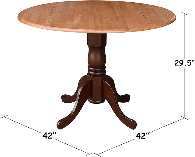 International Concepts Round Dual Drop Leaf Ped Table, Cinnamon/Espresso, 42-Inch
