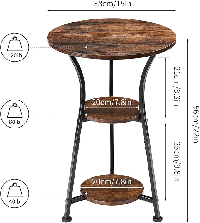 Dulcii Small Round End Table for Narrow and Small Space, 3-Tier Round Accent Couch Beside Table, Modern Side Table Corner Sofa Table Nightstand for Living Room Bedroom