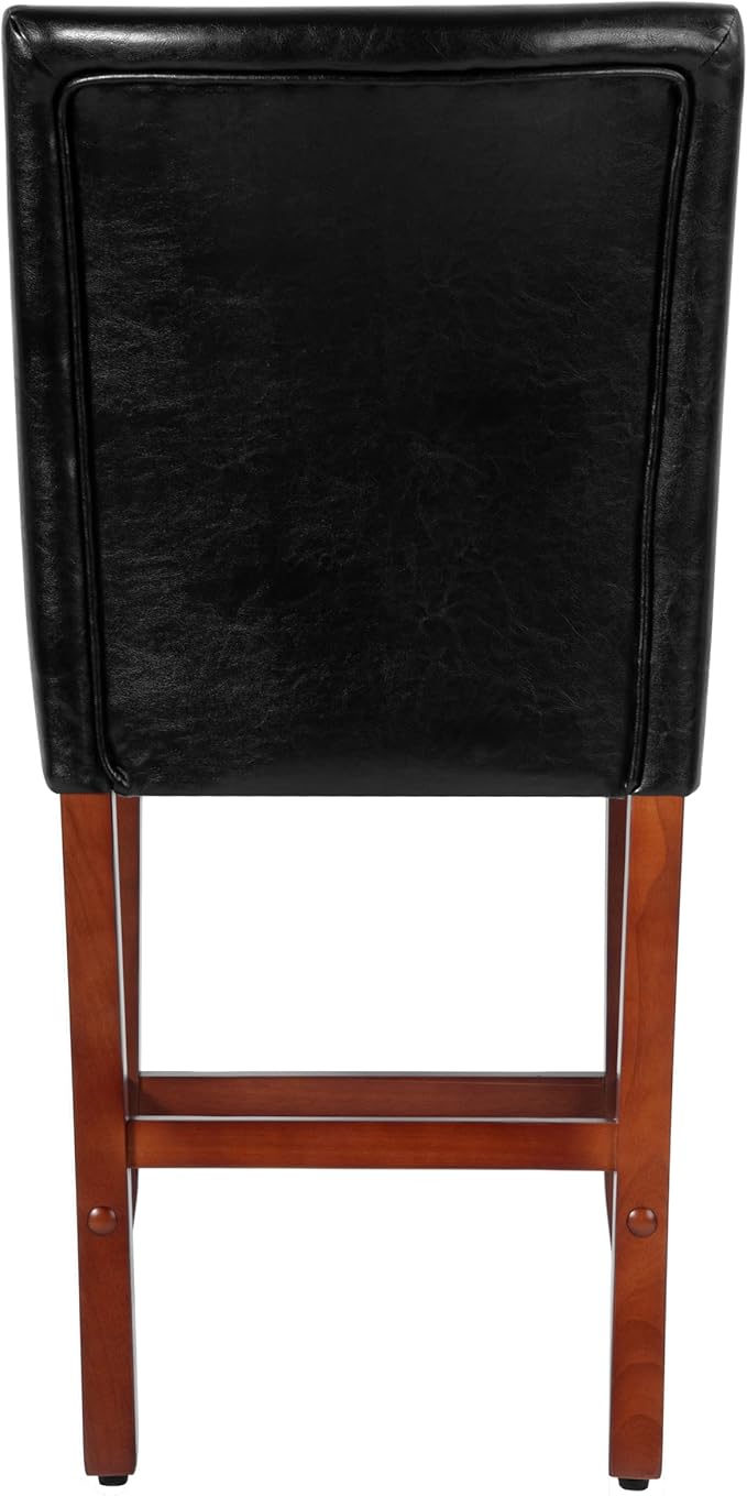Homepop Home Decor | Classic Counter Height Bar Stools | Faux Leather 24 Inch Bar Stools | Decorative Home Furniture (Black)Single Pack