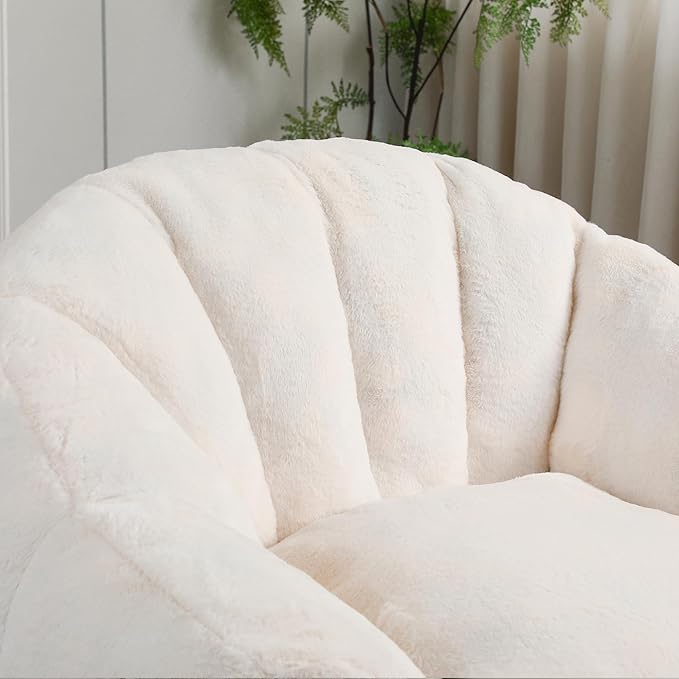 Furniliving Bean Bag Chair, Giant Bean Bag Chair Stuffed Floor Sofa for Adults Comfy Bean Bag Sofa with Back Support, Oversized Bean Bag Couch for Living Room Bedroom Dorm Office, Faux Leather, White