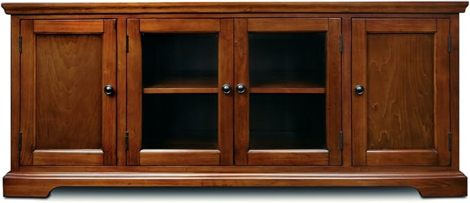 Leick Home 87360 TV Stand with Enclosed Storage For 65" TV's, Westwood Brown Cherry