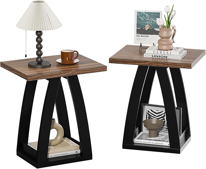 End Table, Side Table, Nightstand, Sofa Side Table with Shelf, Modern End Table for Living Room, Bedroom