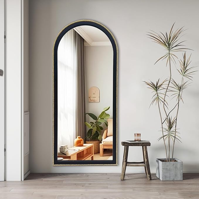 WAMIRRO Ornate Full Long Mirror, Arched Black Carved Morden Luxury Living Room Decorative Ornate Mirorrs for Entryway Firplace Mantel Hallway 24"X53"