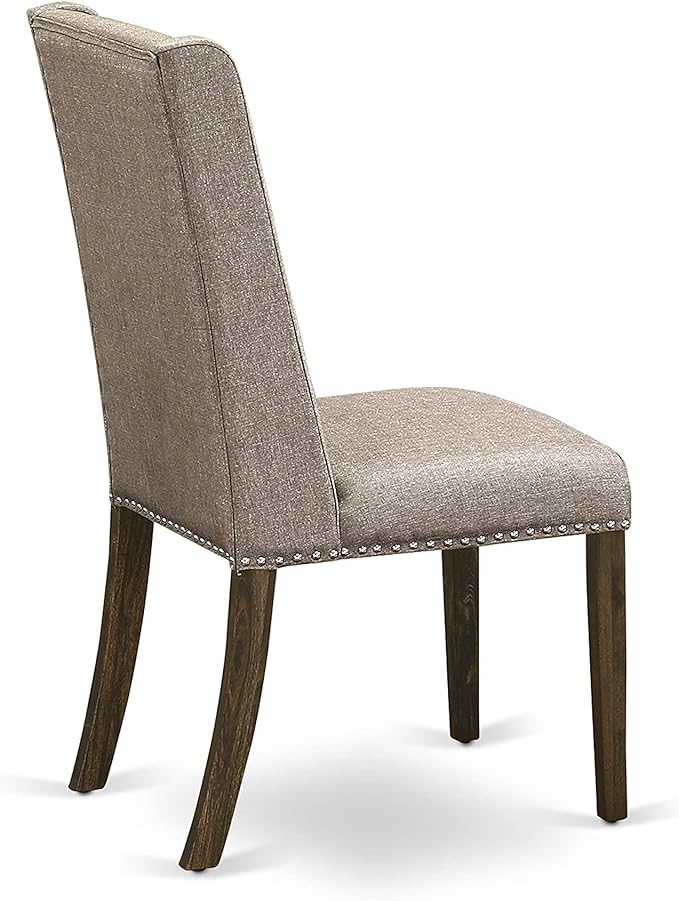 East West Furniture X777FL716-6 6 Piece Dining Table Set Contains a Rectangle Table with X-Legs and 4 Dark Khaki Linen Fabric Upholstered Chairs with a Bench, 40x72 Inch, Multi-Color