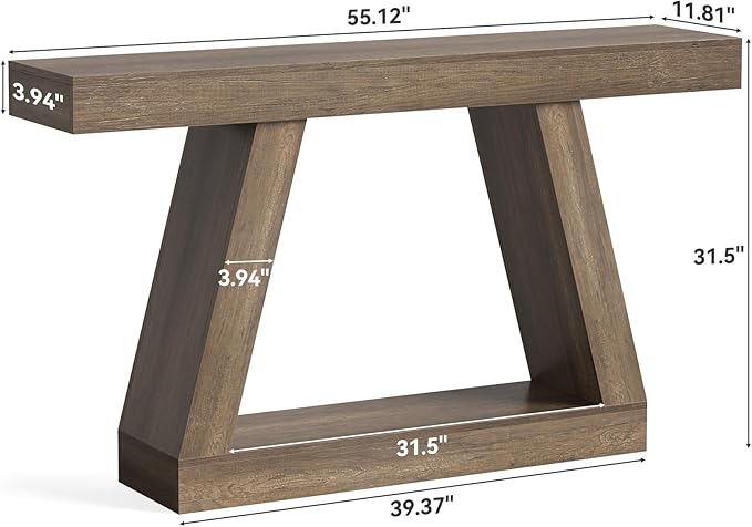 LITTLE TREE 55-Inch Sofa Table with Storage, Farmhouse Console Table for Home, Rectangular Wooden Entryway Furniture for Living Room, Bedroom, Office, Hallway, Mocha