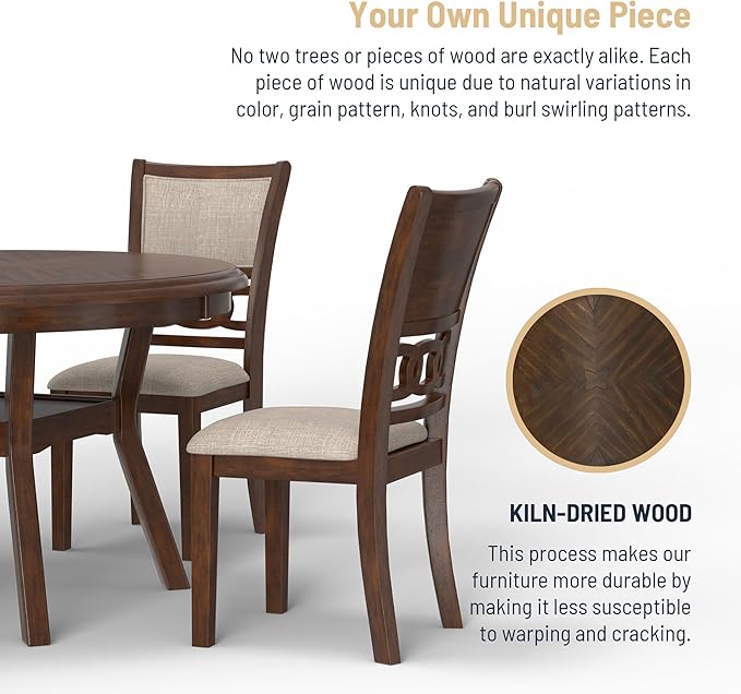 New Classic Furniture Gia 5-Piece Round Dining Set with 1 Dining Table and 4 Chairs, 47-Inch, Cherry
