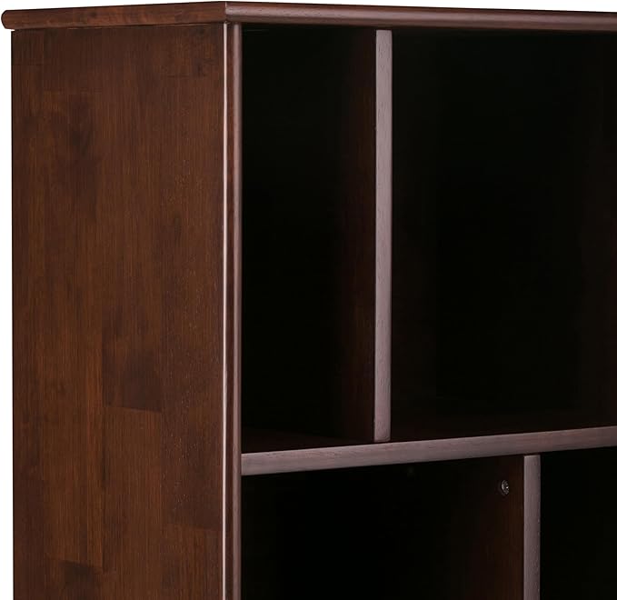 SIMPLIHOME Draper 22 inch Mid-Century Modern 6 Cubbie Bookcase with Drawer (Set of 2) in Medium Auburn Brown for The Living Room, Study Room and Office