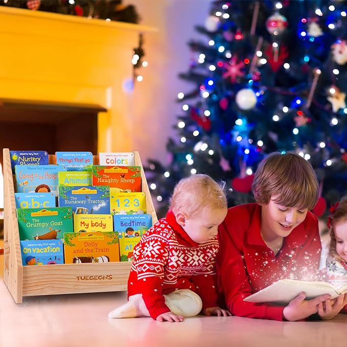 Montessori Bookshelf,Toddler Bookshelf for Kids,Organize Your Little One's Reading Adventure with Our Kids Bookshelf - Perfect for Kids!(Wood), Large