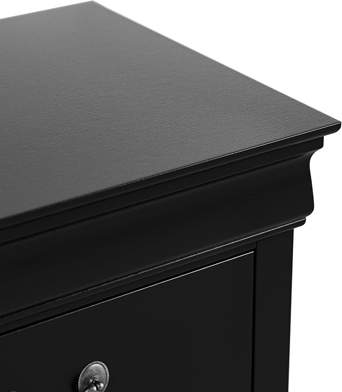 Furniture of America Arabella Traditional Solid Wood Nightstands Set of 2, Bedside Table with Drawers and Antique Nickle Handles, No Assembly Wooden Night Stands for Bedrooms, Guest Room, Dorm, Black