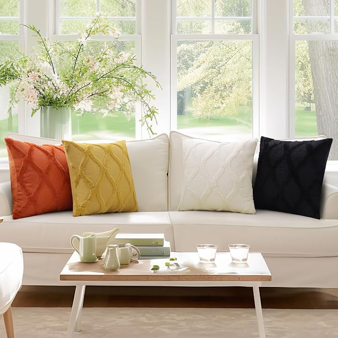 decorUhome Fall Throw Pillow Covers 26x26 Inch Set of 2, Soft Plush Faux Fur Wool Rust Couch Pillow Covers, Decorative Neutral Pillow Cases for Bed Sofa Living Room Home Decor