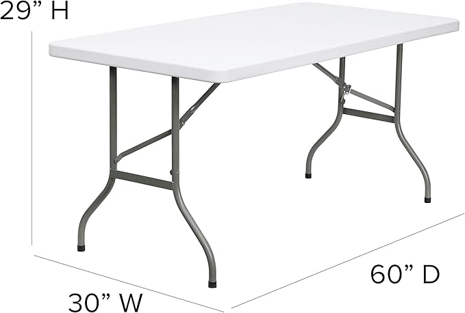 Flash Furniture Elon 5' Rectangular All-Occasion Plastic Folding Event Table, Foldable Portable Banquet Table for Indoor/Outdoor Events, White