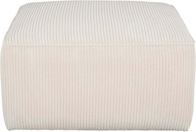 Christopher Knight Home Isa Square Ottoman Footstool, Corduroy Pouf Poufee Footrest Ottoman Large Seat, Modern Side Table for Living Room Bedroom Home Decor, Beige, 30"