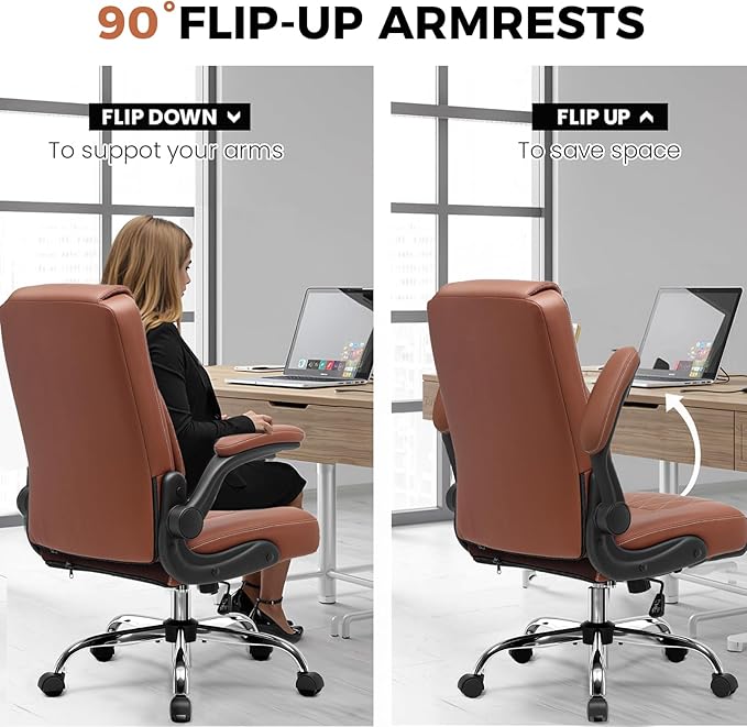 COMHOMA Leather Office Chair Ergonomic Computer Gaming Chair with Comfy Back Support, Executive Mid-Back,Small Gmaing Chair with Adjustable Armrests, for Short People Use, Rolling Swivel for Adults
