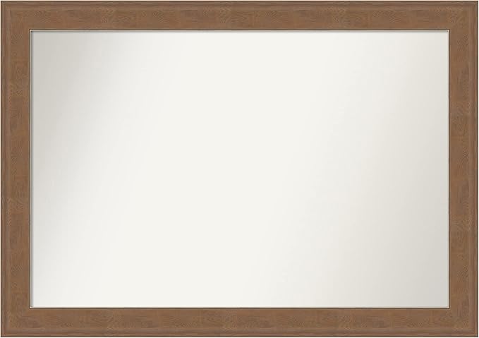Amanti Art Brown Bathroom Mirror for Over Sink, 29x41 Alta Medium Brown Rectangle Vanity Mirror, Large Country Rustic Frame, Hangs Horizonally and Vertically, Bathroom Wall Decor, Non-Beveled Edge