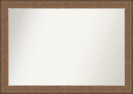 Amanti Art Brown Bathroom Mirror for Over Sink, 29x41 Alta Medium Brown Rectangle Vanity Mirror, Large Country Rustic Frame, Hangs Horizonally and Vertically, Bathroom Wall Decor, Non-Beveled Edge