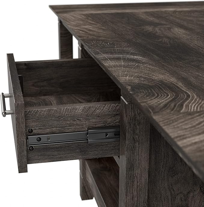 Bush Furniture Key West Coffee Table with Set of 2 End Tables in Dark Gray Hickory