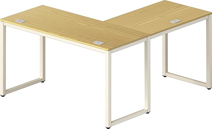 SHW 55 x 60 Inches Commercial-Grade L-Shape Corner Office Computer Desk, Oak