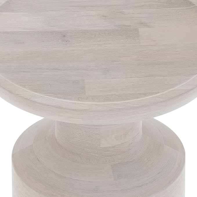 SIMPLIHOME Haynes 16-inch Wide Solid Mango End Table in White Wash, Handcrafted Boho-Style Accent Table for Living, Bedroom, or Home Office, Assembled